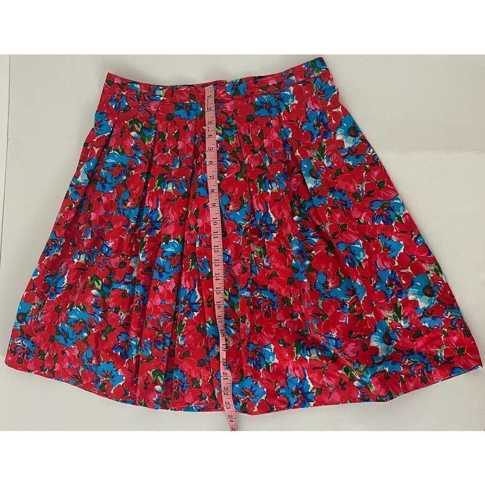 Cottagecore Talbots Petites Floral Print Skirt Lined Red Blue - Size 12P - Picture 2 of 8